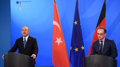 Turkish Foreign Minister Mevlut Cavusoglu and his German counterpart Heiko Maas. EPA