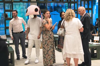 Jumairy mingles with the crowds as part of his own self-promotion at Abu Dhabi Art. Christopher Pike / The National
