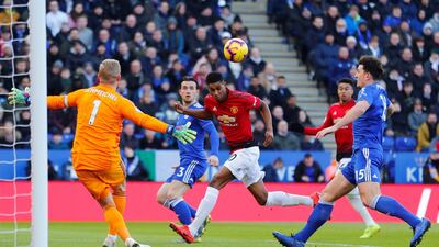 Rashford misses a chance to score. Reuters