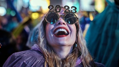 A reveller at the New Year's Eve celebrations in Times Square in New York. AP Photo