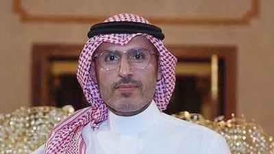 Prince Sultan Bin Fahad Bin Nasser Al-Saud in front of his work 'To Dust'. Athr Gallery