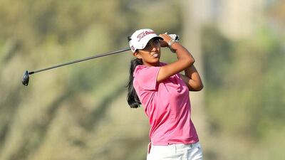 Aditi Ashok of India plays a shot during the second round of the Dubai Ladies Masters on Friday. David Cannon / Getty Images / December 9, 2016