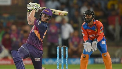 Ben Stokes during his match-winning century for Rising Pune Supergiant against Gujarat Lions. Indranil Mukherjee / AFP