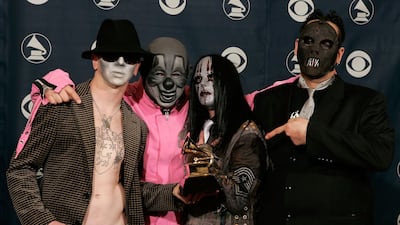 Frontman Corey Taylor of Grammy winners Slipknot says his mask 'allows me to be me'. Getty Images.