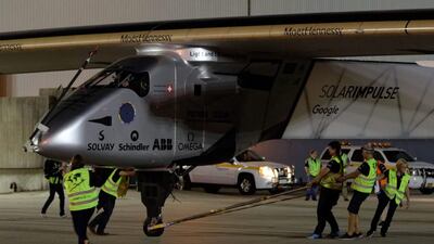 Solar Impulse 2 departed on Monday morning from New York in what is expected to be the most challenging segment of its round-the-world journey. Trevor Collens / AFP