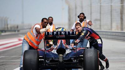 Renault engine-supplied teams like Sebastian Vettel's Red Bull Racing have lagged in Formula One pre-season testing. Mohammed Al-Shaikh / AFP