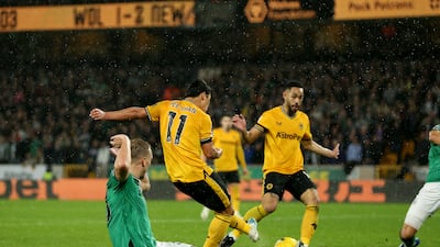 Wolverhampton Wanderers' Hwang Hee-Chan scores his side's second goal. PA