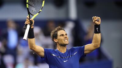 Rafael Nadal celebrates after his win over Marin Cilic in the Shanghai Masters semi-final on Saturday. Lintao Zhang / Getty Images