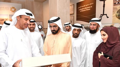 Sheikh Mohammed bin Rashid, Vice President of the UAE and Ruler of Dubai, inaugurates the Saruq Al Hadid Museum. Wam