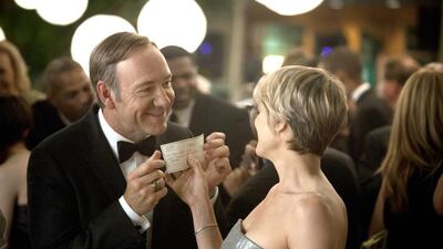 Kevin Spacey and Robin Wright in the Netflix original programme House of Cards. Courtesy Netflix