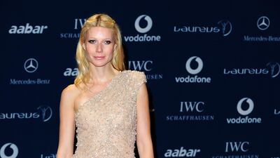 Gwyneth Paltrow, in Elie Saab, arrives at the Laureus World Sports Awards at Emirates Palace Hotel on March 10, 2010 in Abu Dhabi, UAE. Getty Images