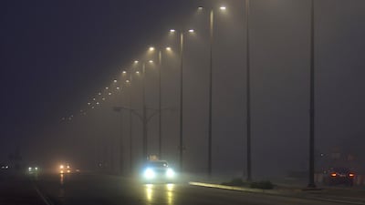 Fog descends on Abu Dhabi. Victor Besa / The National