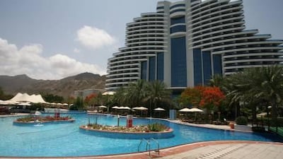 The large-free form pool is the biggest draw at Le Meridien Al Aqah Beach Resort in Fujairah.