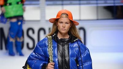 Puffa jackets and quilting: It is debatable whether Fendi’s empire-waisted puffa dresses will make it to retail, or if Max Mara’s finely quilted pencil skirts can be worn by your average woman rather than a size-zero model, but there is no denying there was a lot of quilting on the catwalks. Versace’s jazzy, key-patterned and black-belted quilt coats stood out here. Also spotted were funky, bright puffa minis and sleeping-bag-sized puffa coats at Moschino (pictured) for the skinny urban hipster, and quilted leather handbags at Bally. Getty Images