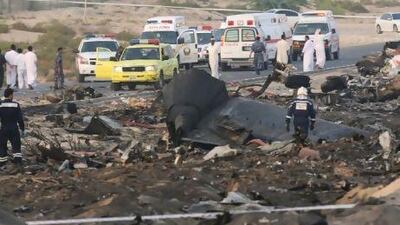 The wreckage of the Boeing 707 cargo plane that crashed near the Sharjah Golf and Shooting Club in October 2009.