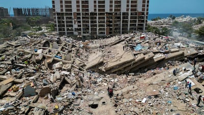 Collapsed buildings in Caraballeda, La Guaira. AFP
