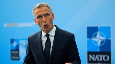 Nato secretary general Jens Stoltenberg gestures. AP Photo