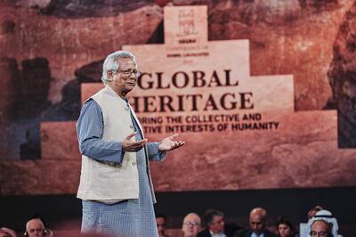 Professor Muhammad Yunus at the Hegra Conference of Nobel Laureates. Courtesy Waleed Shah