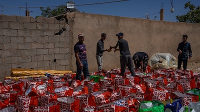 Food aid is distributed in Ardouz. Getty Images