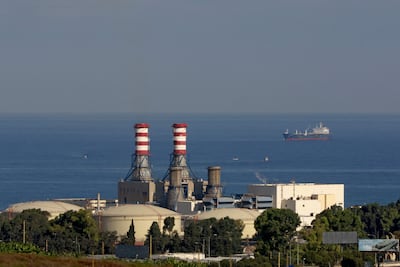 An oil tanker carrying fuel oil from Iraq anchored near the Lebanese city of Sidon. AFP