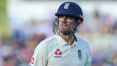 England's Alastair Cook leaves the field after being dismissed during the second day of the first test between England and India at Edgbaston. AP Photo
