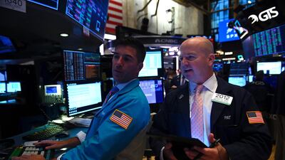 Traders on the floor of the New York Stock Exchange. Companies with leveraged balance sheets have witnessed a 20 per cent increase in valuations so far this year, outperforming the S&P 500 index. AFP