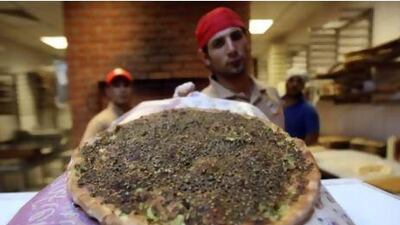 Manakish at the Man2ooshe restaurant in Dubai. Pawan Singh / The National