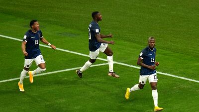 Ecuador's Enner Valencia, right, celebrates with teammates. AP