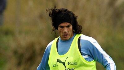 Edinson Cavani during a training session with Uruguay in Montevideo, Uruguay. Juan Ignacio Mazzoni / EPA