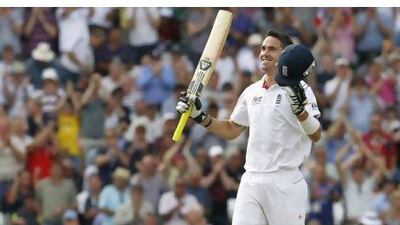 Kevin Pietersen celebrates reaching his hundred yesterday as he and Ian Bell put England in a strong position.
