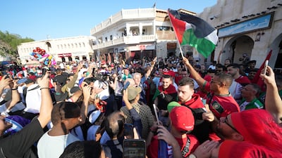 France and Morocco fans in Souq Waqif, Doha. PA