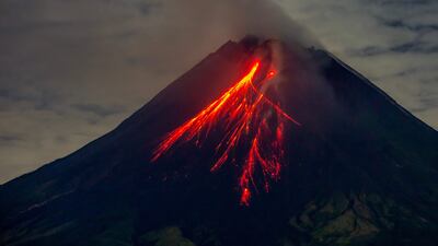 Lava flows down the slopes of Mount Merapi, after the Indonesian volcano erupted. AFP