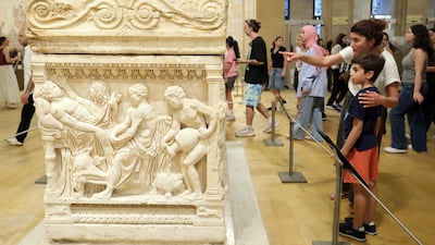 Visitors to Lebanon's National Museum during the Museum Night event in Beirut. EPA