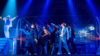 The cast of Thriller Live, pictured above and below, perform one of the songs in the Michael Jackson tribute stage show, which will be performed in Abu Dhabi on June 9 and 10.