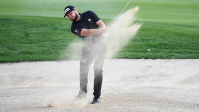 Tyrrell Hatton plays his third shot on the 8th hole. Getty