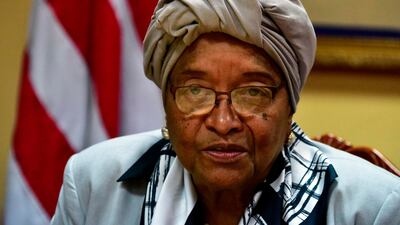 Former Liberian president Ellen Johnson Sirleaf, who relinquished office last year after serving two terms, was awarded the Mo Ibrahim prize for African Leadership on February 12, 2018. Issouf Sanogo / AFP