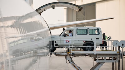 Two vehicles were included in the latest Ebola aid shipment. Photo: Dubai Media Office