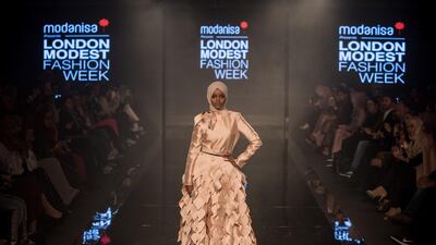 Halima Aden on the runway at Modest Fashion Week in London. Courtesy London Modest Fashion Week