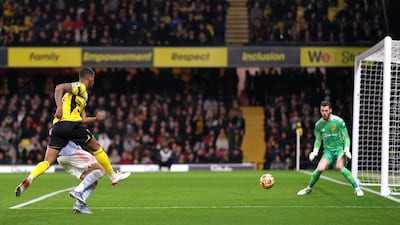 Joao Pedro scores Watford's third goal at Vicarage Road. PA