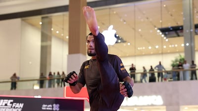 Umar Nurmagomedov takes part in an open workout at Yas Mall
