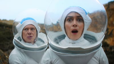 Jimmi Simpson, left, and Cristin Milioti in Black Mirror season seven. Photo: Netflix