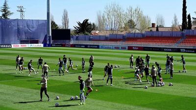 Atletico Madrid players at the club's training ground in Majadahonda. AFP