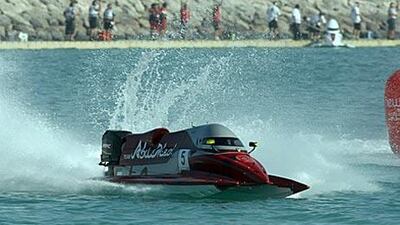 Ahmed al Hameli, of Team Abu Dhabi, in action on the Corniche.