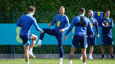 England's Harry Kane at Hotspur Way training ground in London on Sunday, September 25, 2022. England face Germany in the Nations League at Wembley on Monday. Reuters