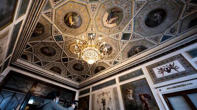Original frescoes in the Procuratie Vecchie building after its restoration. AFP