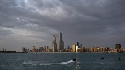 Dramatic skies over the Abu Dhabi skyline. The cool weather is expected to continue throughout the week.