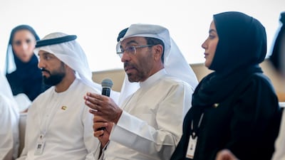 Ahmed Al Sayegh, Minister of Health and Prevention, speaks at the event