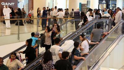 The UAE ranked eighth among the top 10 destinations during Ramadan among Muslim travellers, according to a study by Mastercard and Singapore-based halal tourism platform CrescentRating. Above, shoppers during the 24-Hour Mega Sale at Yas Mall.