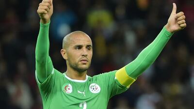 Algeria's defender and captain Madjid Bougherra is on his way to the UAE to finalise a deal with newly promoted Fujairah of the Arabian Gulf League. GABRIEL BOUYS / AFP