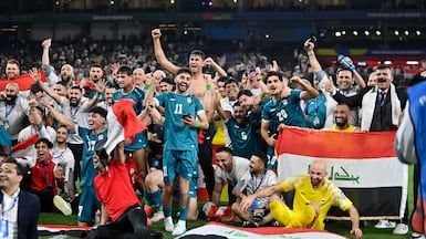 Iraqi players celebrate at the end of the 2026 FIFA World Cup playoff soccer match between Iraq and Bolivia in Guadalupe, Mexico, 31 March 2026. EPA / MIGUEL SIERRA